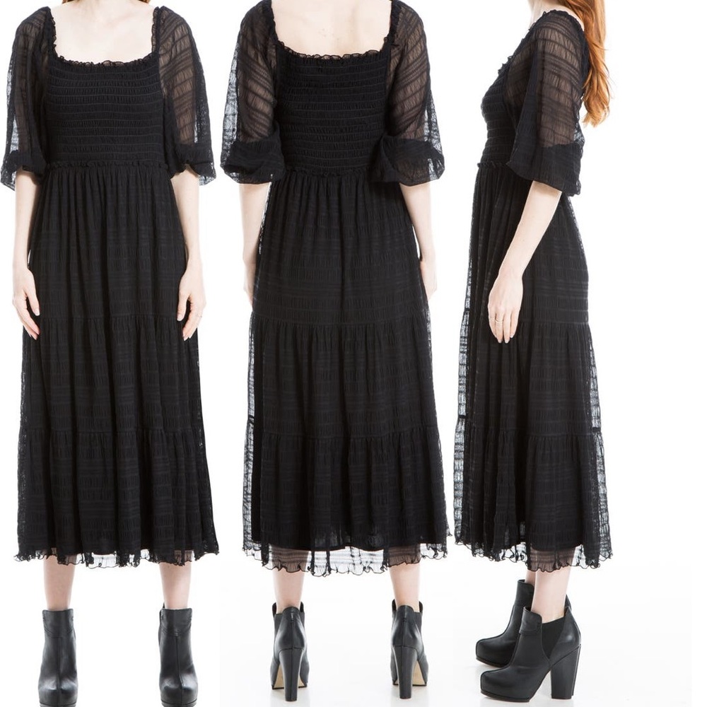 Max Studio Square neck 3/4 sleeve midi dress